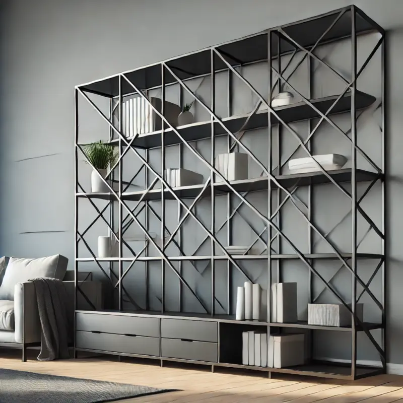 Geometrik Tasarımlı Modern Metal Kitaplık