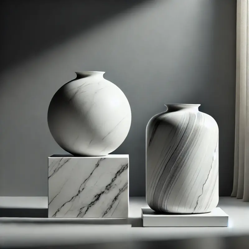 Minimalist Estetik Sade Mermer Vazo